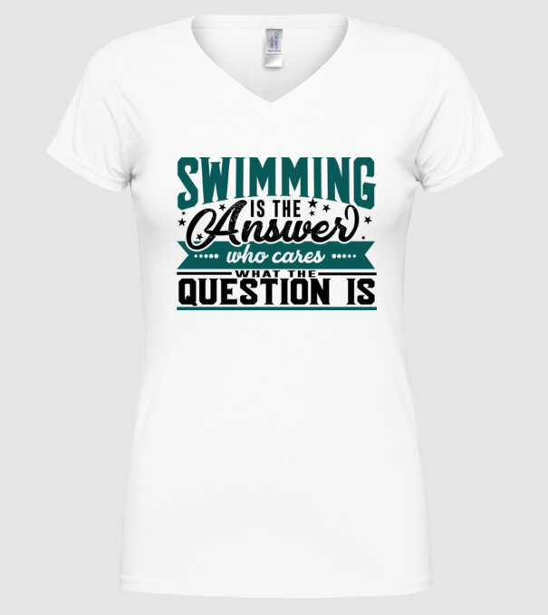 Sport is the answer ÎNOTĂTOR model alb pe tricou