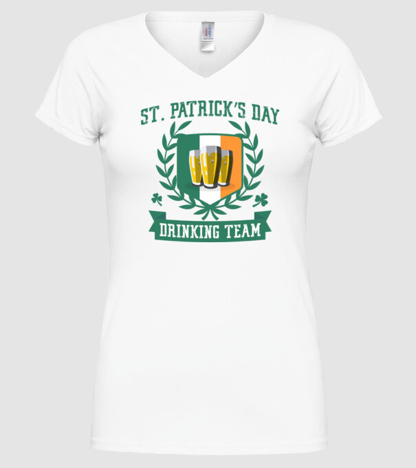 St Patrick Drinking team model alb pe tricou