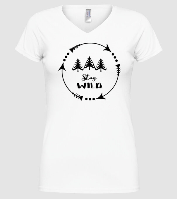 Stay wild arrows circle model alb pe tricou
