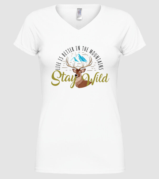 Stay wild Cerb model alb pe tricou