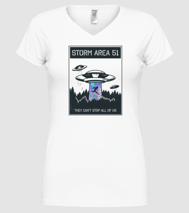 'Storm area 51 - They can''t stop all of us dark' model alb pe tricou