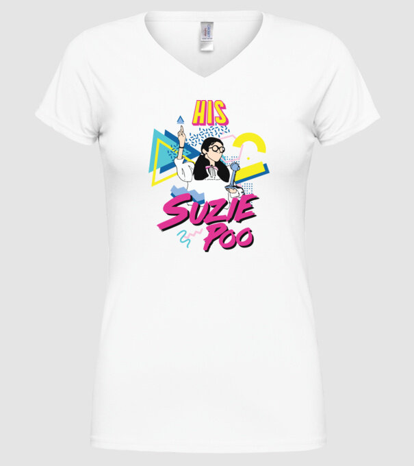Stranger couple 80s retro Suzie model alb pe tricou