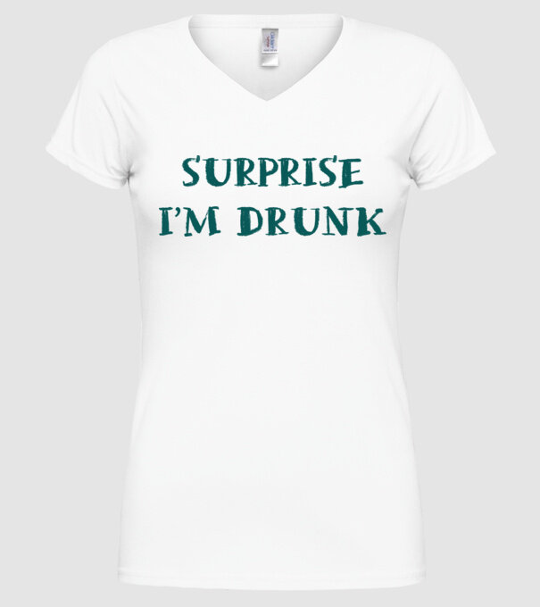 Surprise im drunk model alb pe tricou