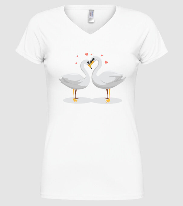 LEBEDE ÎNDRĂGOSTITE model alb pe tricou