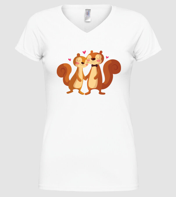 VEVERIȚE ÎNDRĂGOSTITE model alb pe tricou