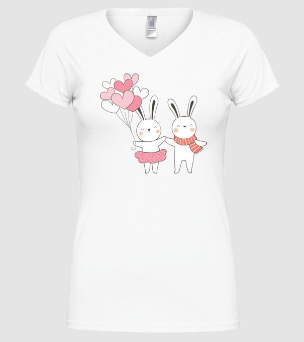 IEPURAȘI ÎNDRĂGOSTIȚI 3 model alb pe tricou
