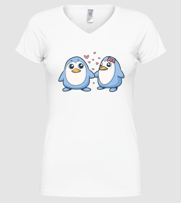 PINGUIN ÎNDRĂGOSTIT 2 model alb pe tricou