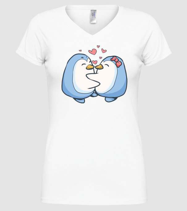 PINGUIN ÎNDRĂGOSTIT 3 model alb pe tricou