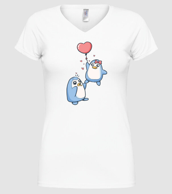 PINGUIN ÎNDRĂGOSTIT 4 model alb pe tricou