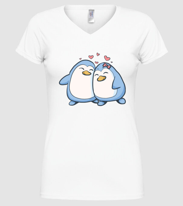 PINGUIN ÎNDRĂGOSTIT model alb pe tricou