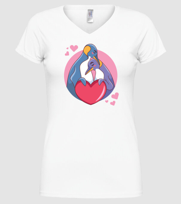 PINGUIN ÎNDRĂGOSTIT 5 model alb pe tricou