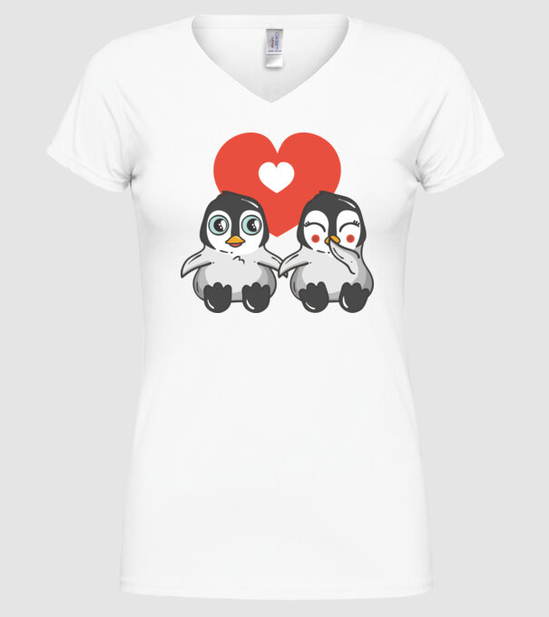 PINGUINI ÎNDRĂGOSTIȚI 7 model alb pe tricou