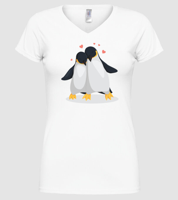 PINGUINI ÎNDRĂGOSTIȚI 8 model alb pe tricou