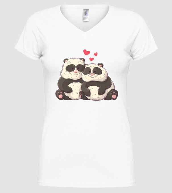 URȘI PANDA DOLOFANI ÎNDRĂGOSTIȚI model alb pe tricou