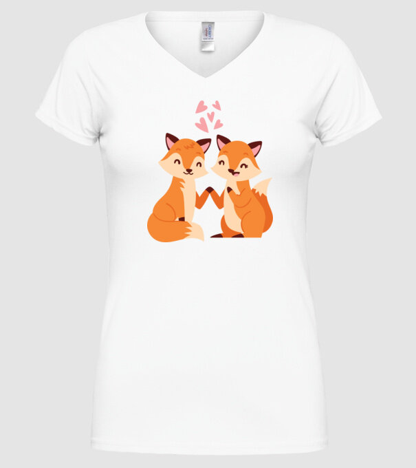 VULPI ÎNDRĂGOSTITE model alb pe tricou