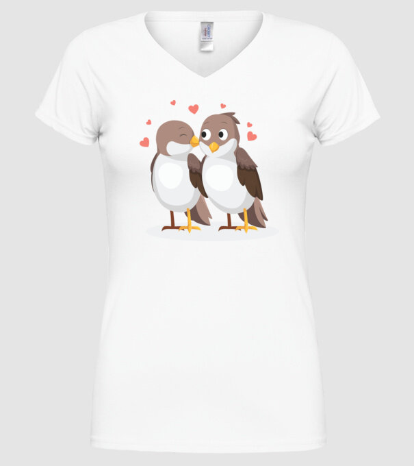 VRĂBII ÎNDRĂGOSTITE model alb pe tricou