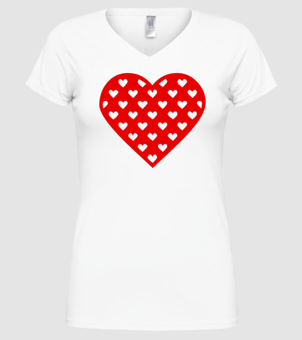 Inimă în inimă model alb pe tricou