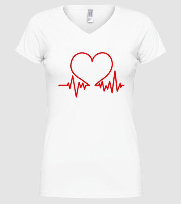 ECG inimă model alb pe tricou
