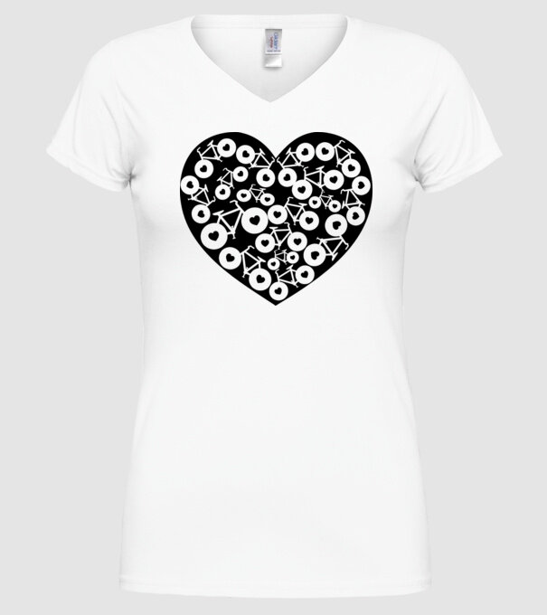 Inima bicicleta model alb pe tricou