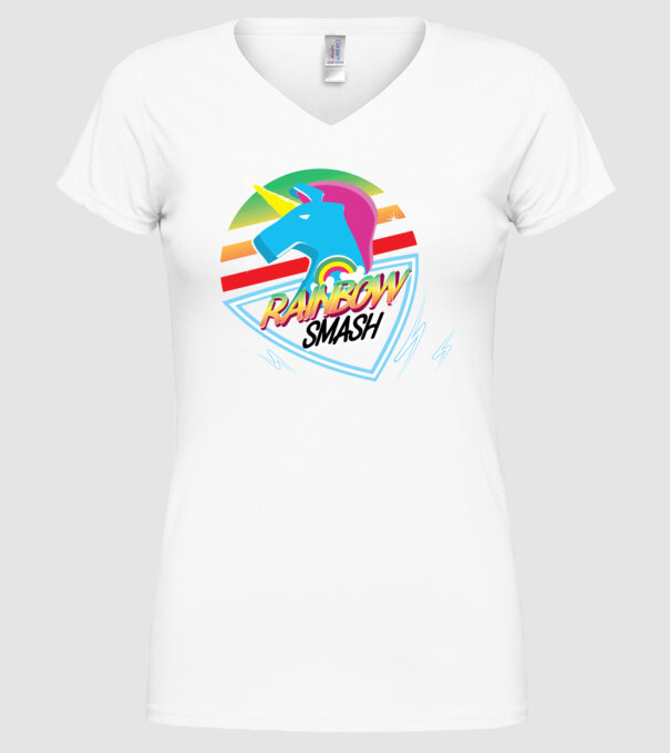 Curcubeu unicorn model alb pe tricou