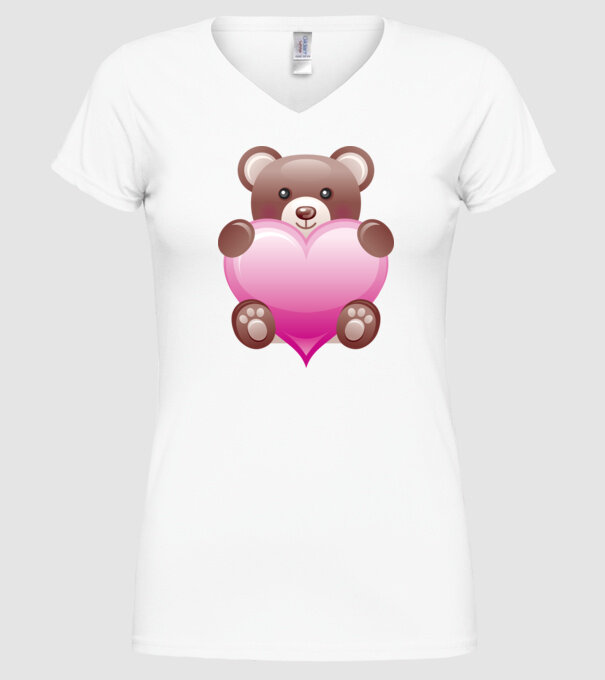 Ursuleț inimos model alb pe tricou