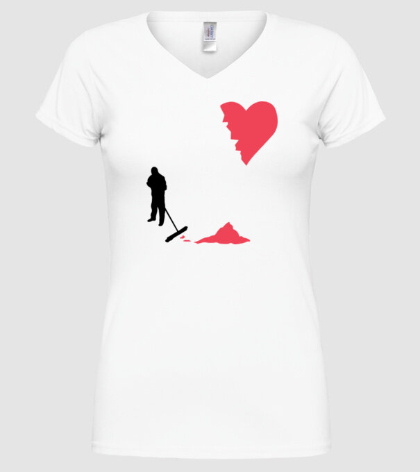 Curățător de inimi model alb pe tricou