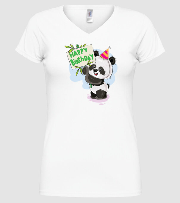 Zi de naștere panda model alb pe tricou