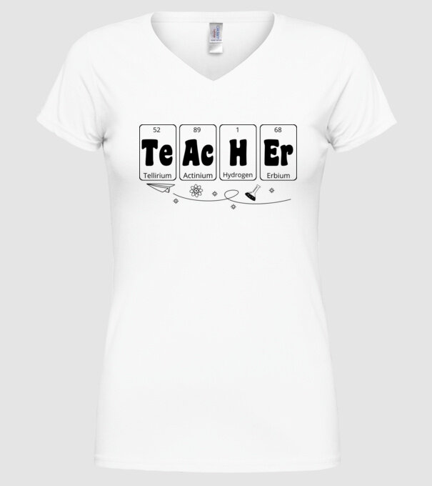 Teacher periodic model alb pe tricou