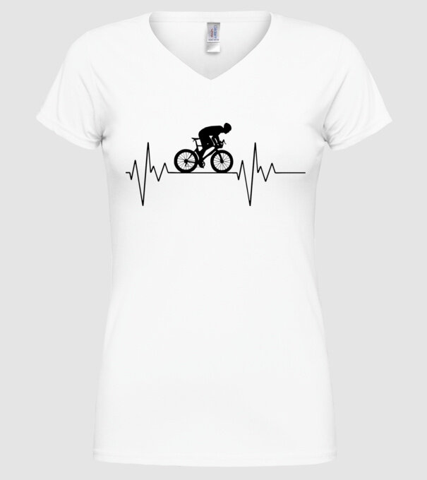 Biker Heartbeat model alb pe tricou