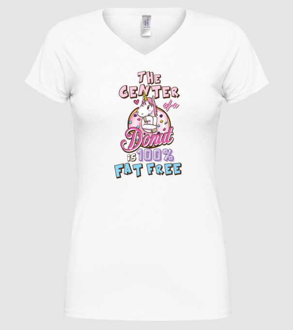 The center of a donut model alb pe tricou