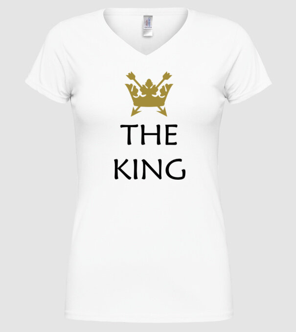 The King model alb pe tricou