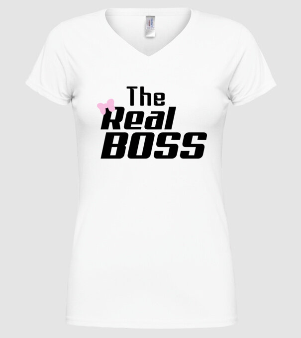 The real boss model alb pe tricou
