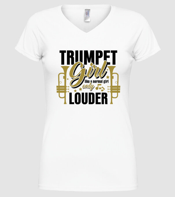 Trumpet girl model alb pe tricou