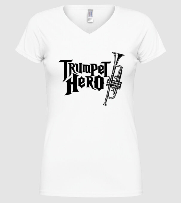 Trumpet Hero model alb pe tricou