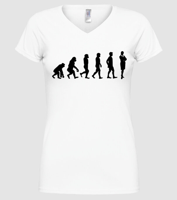 Evoluție femeie de afaceri model alb pe tricou