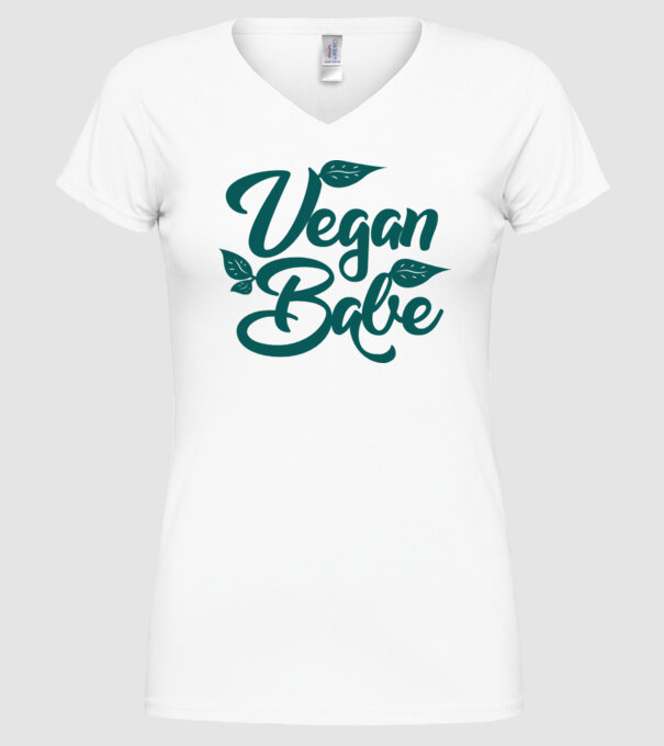 Vegan Babe model alb pe tricou
