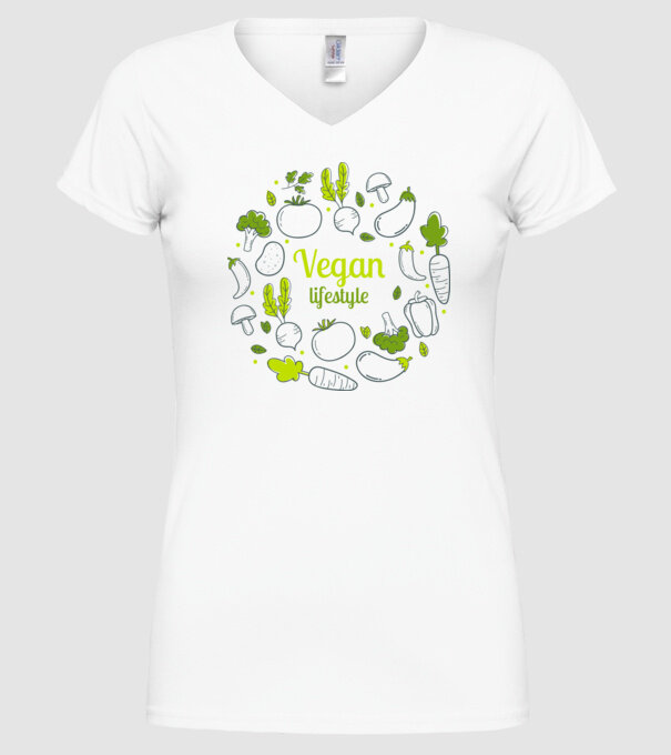 vegan lifestyle model alb pe tricou