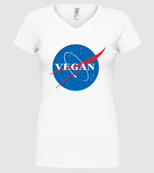 vegan nasa model alb pe tricou