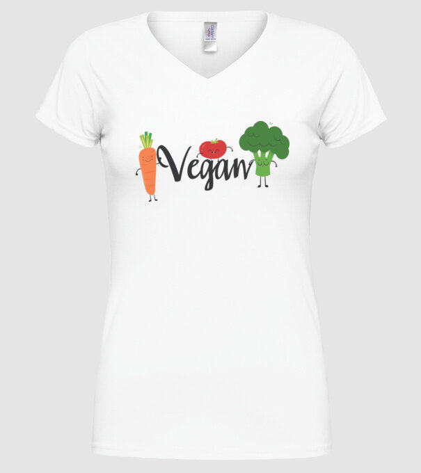 Vegan veggies model alb pe tricou