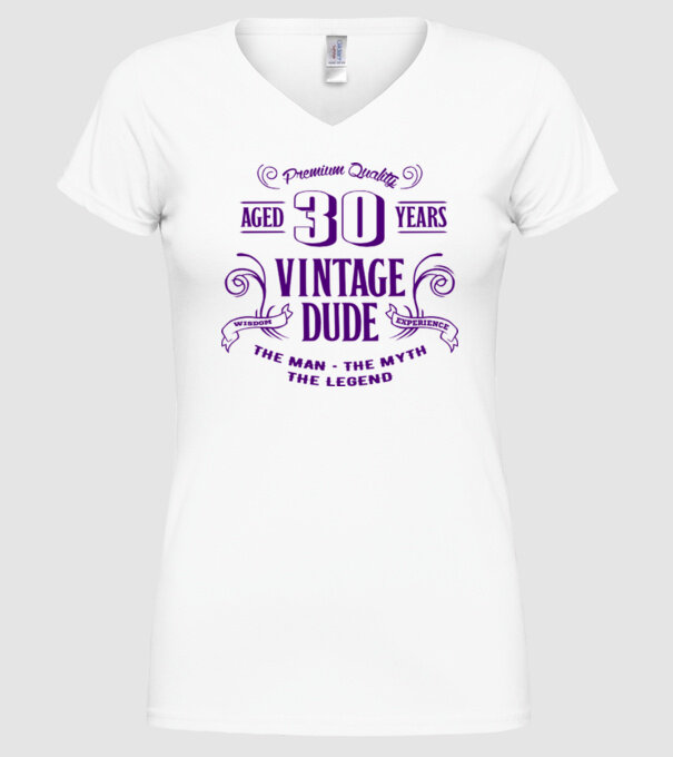 Vintage Dude - 30 model alb pe tricou