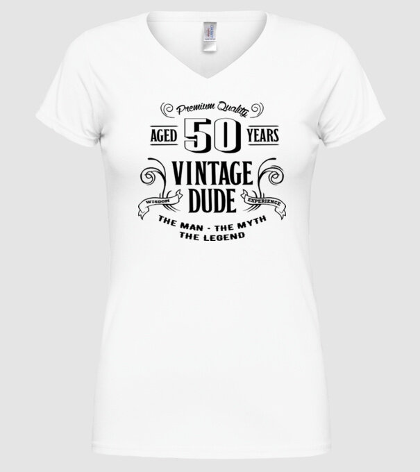 Vintage Dude - 50 model alb pe tricou