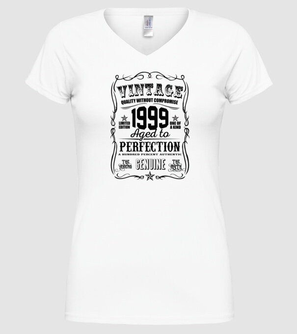 Vintage perfection 1999 model alb pe tricou