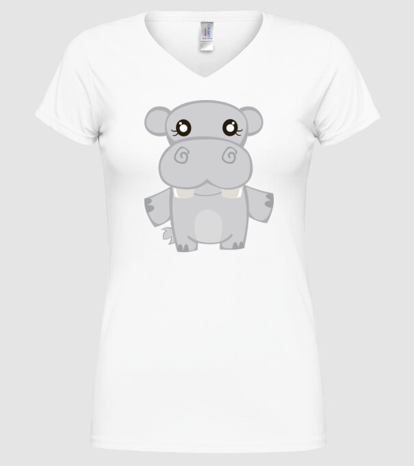 Hipopotam model alb pe tricou