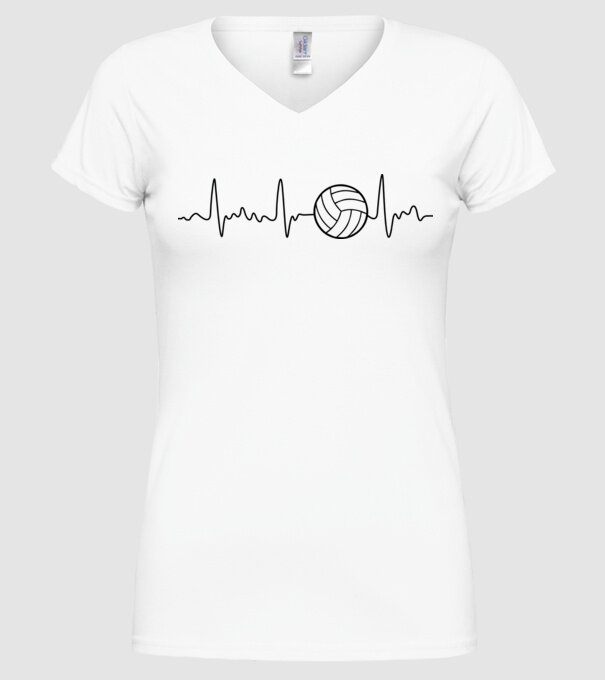 Volleyball heartbeat model alb pe tricou