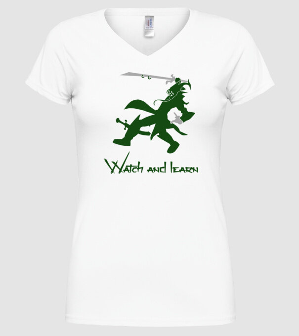 Watch and learn model alb pe tricou