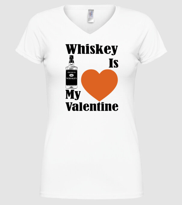 Whiskey Valentine model alb pe tricou