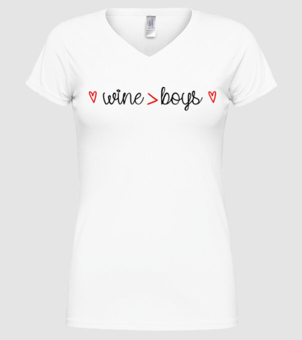 Wine and boys model alb pe tricou