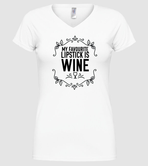 Wine tasting team Favourite lipsitck is wine model alb pe tricou