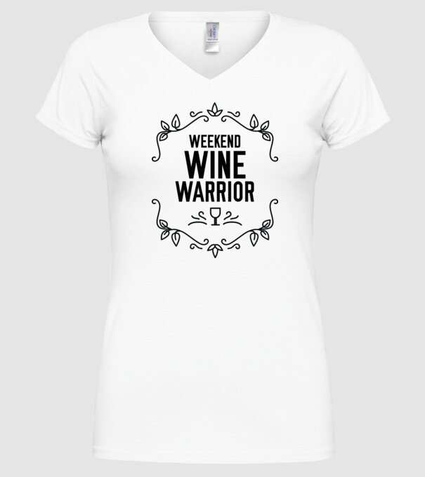 Wine tasting team Weekend Wine Warrior model alb pe tricou