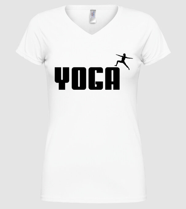 yoga model alb pe tricou